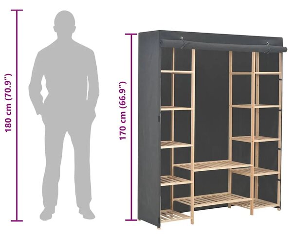 Ormar od tkanine sivi 135 x 40 x 170 cm - Siva 1 1 Siva