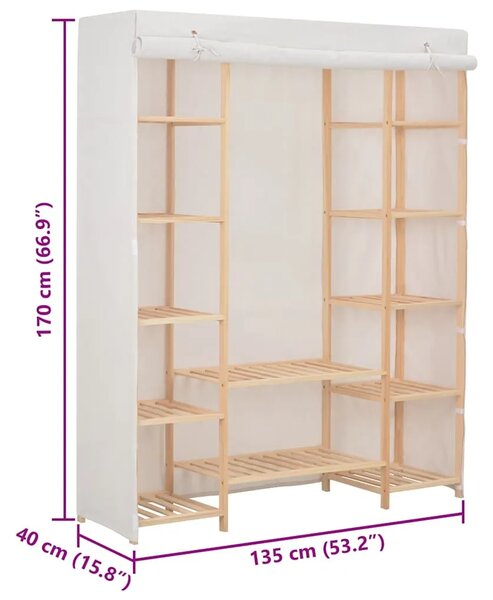 Ormar od tkanine bijeli 135 x 40 x 170 cm - Bijela 1 1 Bijela