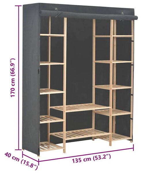 Ormar od tkanine sivi 135 x 40 x 170 cm - Siva 1 1 Siva