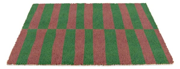 Otirač od kokosovih vlakana 40x60 cm Pink & Green Half Stripes – Artsy Doormats