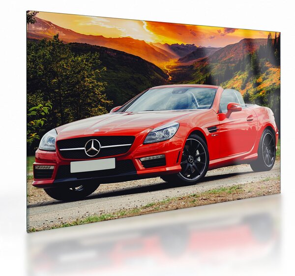 Staklena slika - crveni Mercedes (70x50 cm)