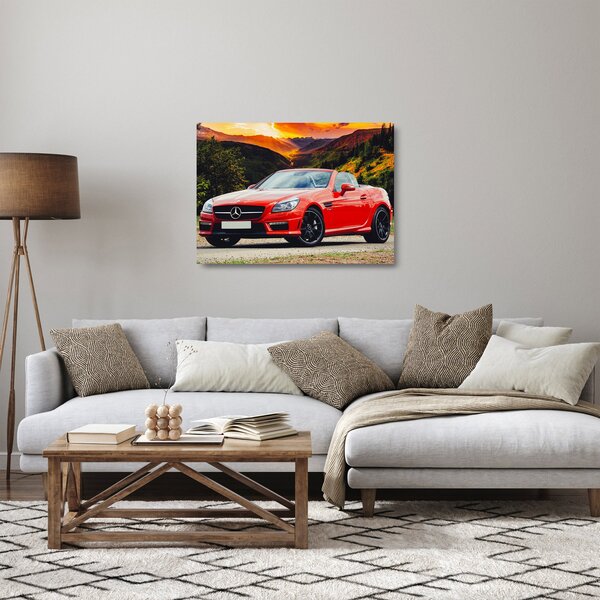 Staklena slika - crveni Mercedes (70x50 cm)
