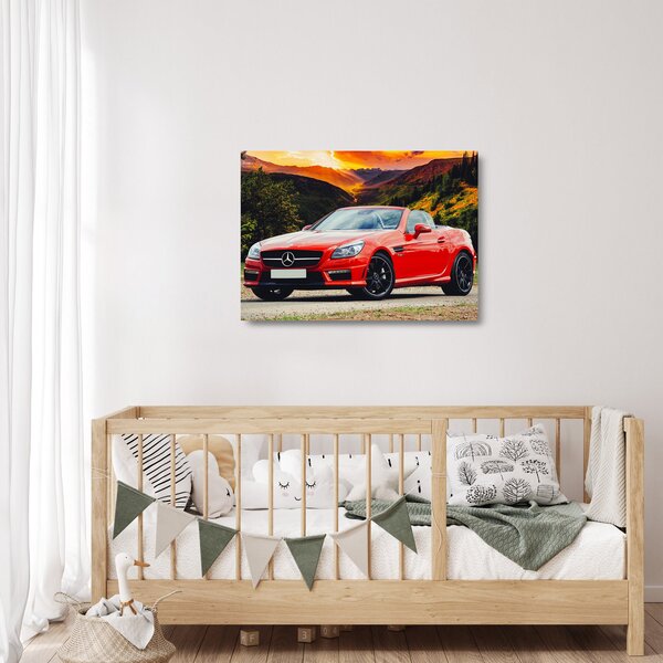 Staklena slika - crveni Mercedes (70x50 cm)