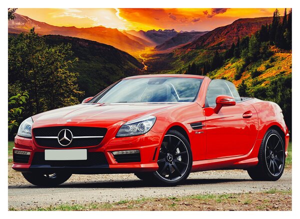 Staklena slika - crveni Mercedes (70x50 cm)