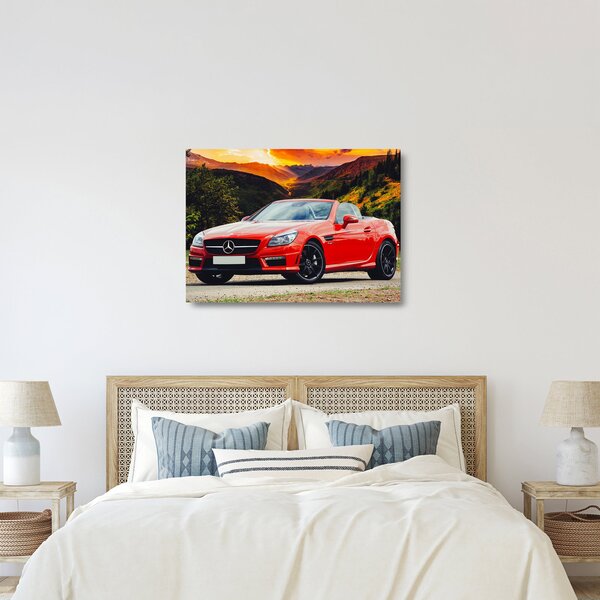 Staklena slika - crveni Mercedes (70x50 cm)