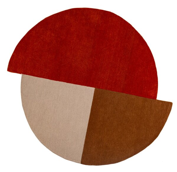 Ciglasti ručno rađen vunen okrugao tepih ø 150 cm Mia Segment – Flair Rugs