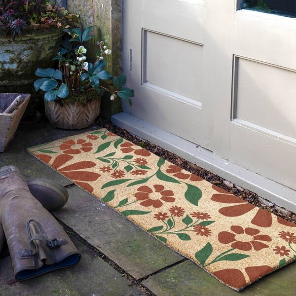Otirač od kokosovih vlakana 40x120 cm Red & Green Floral – Artsy Doormats