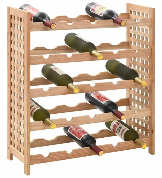 Stalak za vino za 25 boca od masivne orahovine 63 x 25 x 73 cm