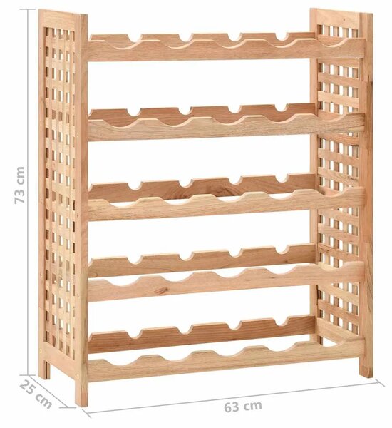 Stalak za vino za 25 boca od masivne orahovine 63 x 25 x 73 cm