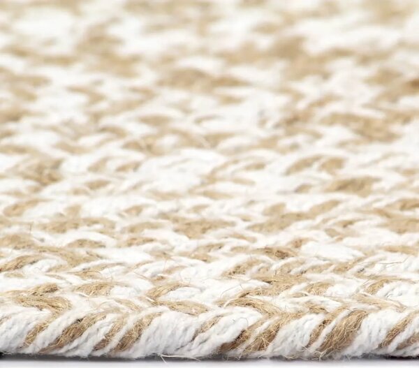 Ručno rađeni tepih od jute bijele i prirodne boje 90 cm - Bijela 90 cm Bijela 90 cm