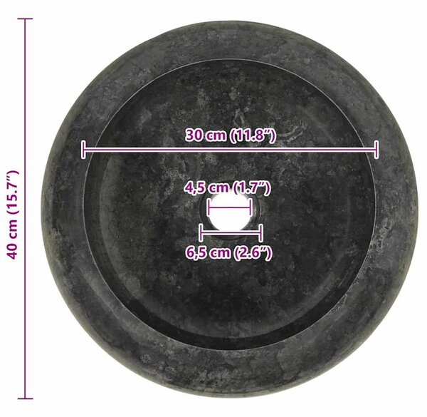 Lavabo - Umivaonik 40 x 12 cm mramorni crni - Crna Crna