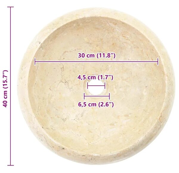 Lavabo - Umivaonik 40 x 12 cm mramorni krem - Krema Krema