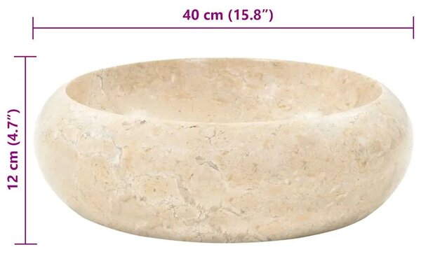 Lavabo - Umivaonik 40 x 12 cm mramorni krem - Krema Krema