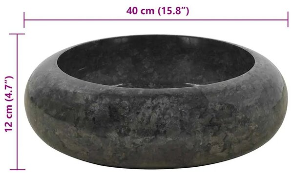 Lavabo - Umivaonik 40 x 12 cm mramorni crni - Crna Crna