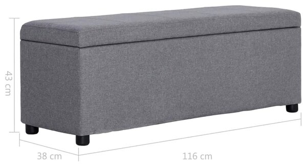 Klupa s pretincem za pohranu 116 cm svjetlosiva poliesterska - Svjetlosiva Svjetlosiva