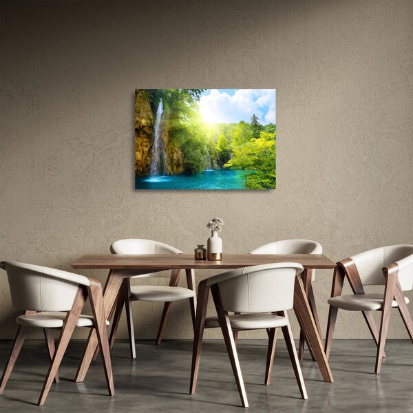 Staklena slika - slapovi u prašumi (70x50 cm)