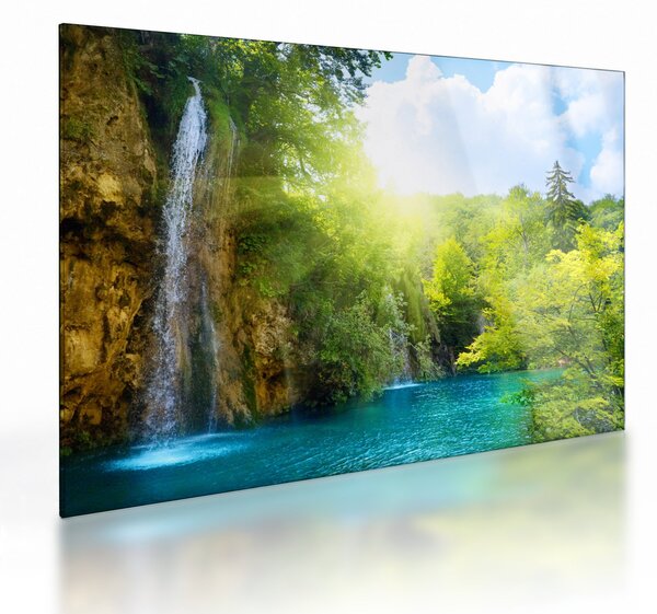 Staklena slika - slapovi u prašumi (70x50 cm)