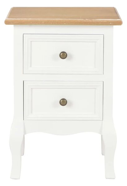 Noćni ormarić 2 kom bijeli 35 x 30 x 49 cm MDF - Bijela i smeđa 2 Bijela i smeđa 2