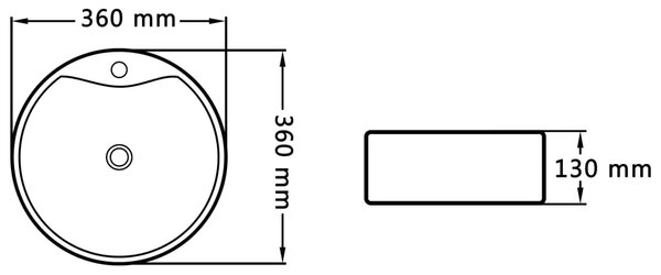 Lavabo - Umivaonik sa zaštitom od prelijevanja 36x13 cm keramički bijeli - Bijela Bijela