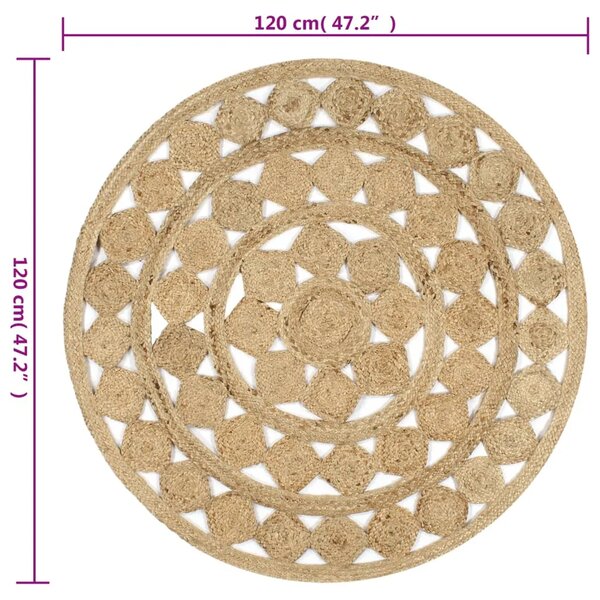 Ručno rađeni pleteni tepih od jute 120 cm - 120 cm 120 cm