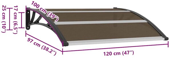 Nadstrešnica za vrata crna 120 x 100 cm PC - Smeđa i crna 120 x 100 cm 1 Smeđa i crna