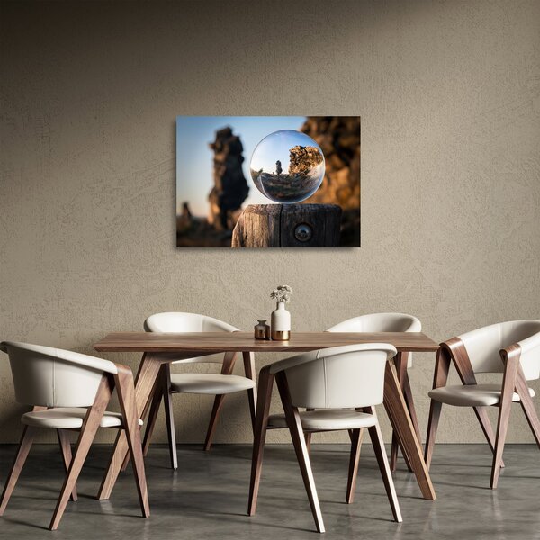 Staklena slika povećala i krajolika (70x50 cm)