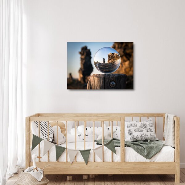 Staklena slika povećala i krajolika (70x50 cm)