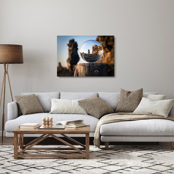 Staklena slika povećala i krajolika (70x50 cm)