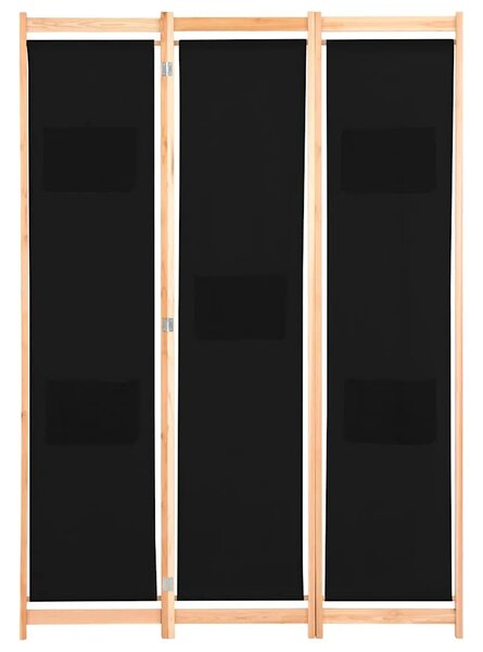 Paravan - Sobna pregrada s 3 panela od tkanine 120 x 170 x 4 cm crna - Crna 3 1 Crna