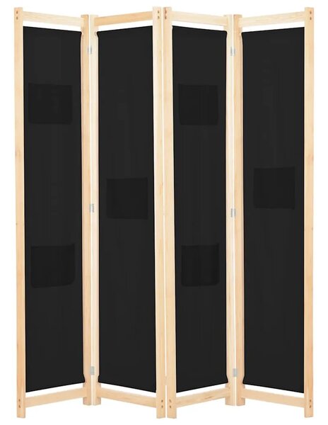 Paravan - Sobna pregrada s 4 panela od tkanine 160 x 170 x 4 cm crna - Crna 4 1 Crna