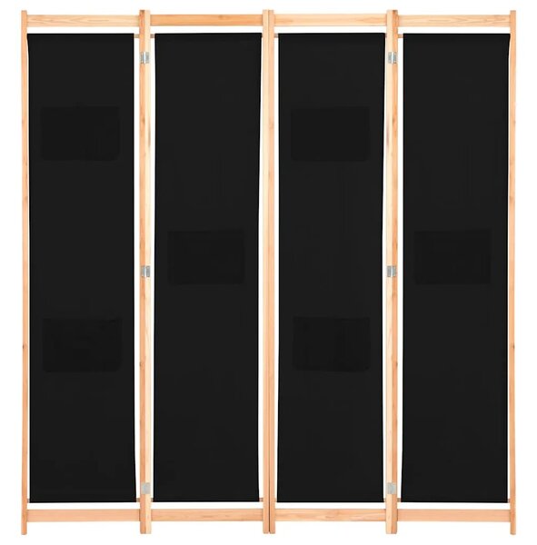 Paravan - Sobna pregrada s 4 panela od tkanine 160 x 170 x 4 cm crna - Crna 4 1 Crna