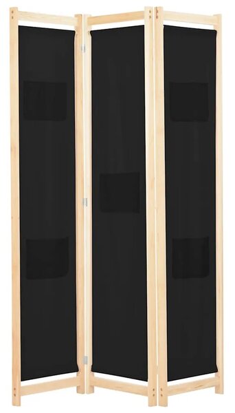 Paravan - Sobna pregrada s 3 panela od tkanine 120 x 170 x 4 cm crna - Crna 3 1 Crna
