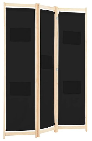 Paravan - Sobna pregrada s 3 panela od tkanine 120 x 170 x 4 cm crna - Crna 3 1 Crna
