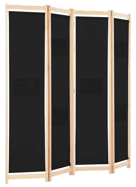 Paravan - Sobna pregrada s 4 panela od tkanine 160 x 170 x 4 cm crna - Crna 4 1 Crna