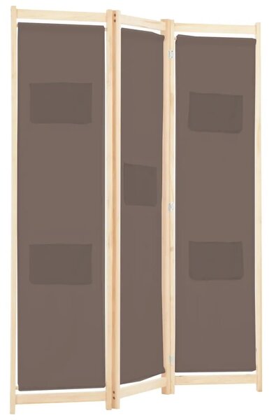 Paravan - Sobna pregrada s 3 panela od tkanine 120 x 170 x 4 cm smeđa - Smeđa 3 1 Smeđa