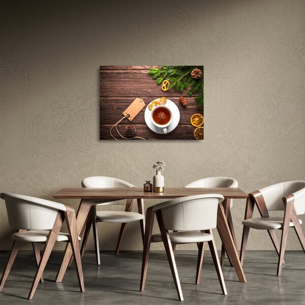 Staklena slika - šalica s ukrasima (70x50 cm)