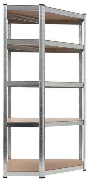 Kutna polica s 5 razina srebrna od čelika i konstruiranog drva - Srebrno 90(40) x 90(70) x 180 cm 1 1