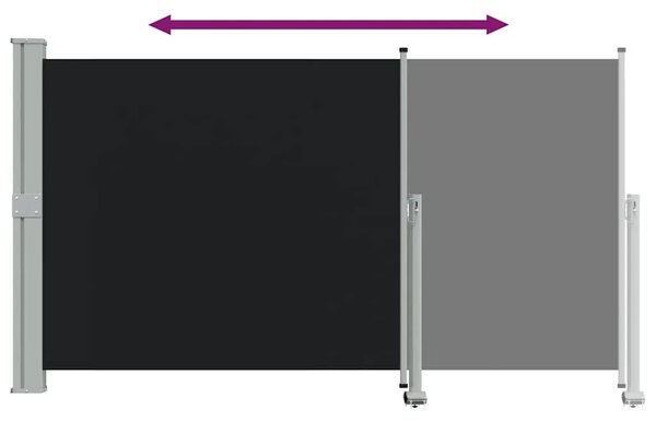 Uvlačiva bočna tenda za terasu 140 x 300 cm crna - Crna 140 x 300 cm 1 Crna