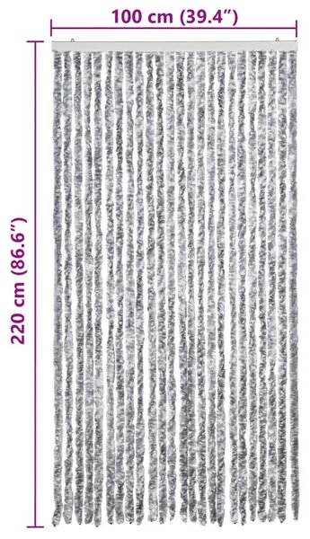 Zavjesa protiv muha - Zastor protiv insekata sivo-bijeli 100 x 220 cm šenil - Bijela i siva 100 x 220 cm Bijela i siva 100 x 220