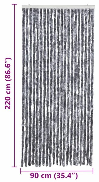 Zavjesa protiv muha - Zastor protiv insekata srebrni 90 x 220 cm šenil - Srebrno 90 x 220 cm Srebrno 90 x 220 cm