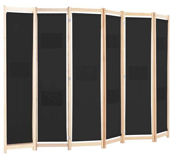 Paravan - Sobna pregrada sa 6 panela od tkanine 240 x 170 x 4 cm crna - Crna 6 1 Crna