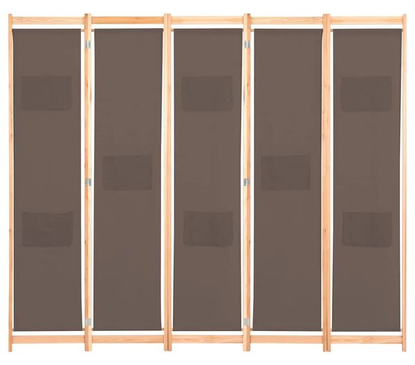 Paravan - Sobna pregrada s 5 panela od tkanine 200 x 170 x 4 cm smeđa - Smeđa 5 1 Smeđa