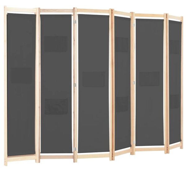 Paravan - Sobna pregrada sa 6 panela od tkanine 240 x 170 x 4 cm siva - Siva 6 1 Siva