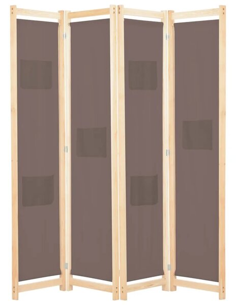Paravan - Sobna pregrada s 4 panela od tkanine 160 x 170 x 4 cm smeđa - Smeđa 4 1 Smeđa