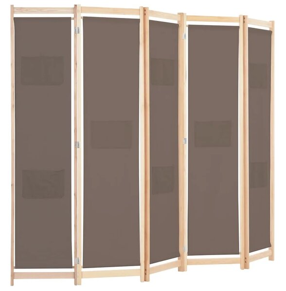 Paravan - Sobna pregrada s 5 panela od tkanine 200 x 170 x 4 cm smeđa - Smeđa 5 1 Smeđa