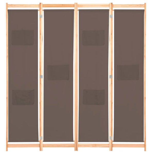 Paravan - Sobna pregrada s 4 panela od tkanine 160 x 170 x 4 cm smeđa - Smeđa 4 1 Smeđa