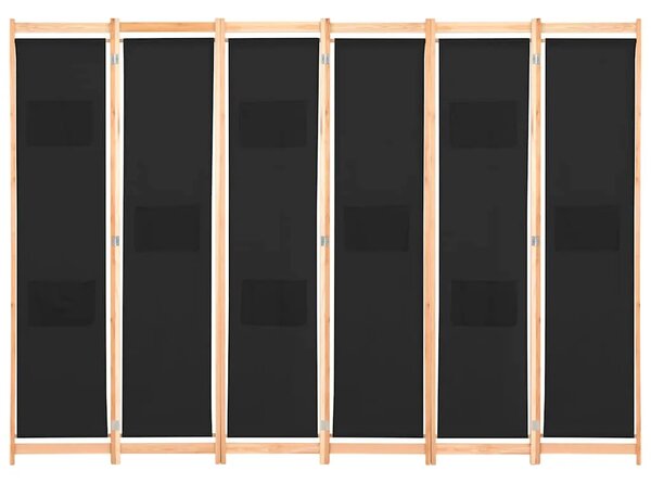 Paravan - Sobna pregrada sa 6 panela od tkanine 240 x 170 x 4 cm crna - Crna 6 1 Crna