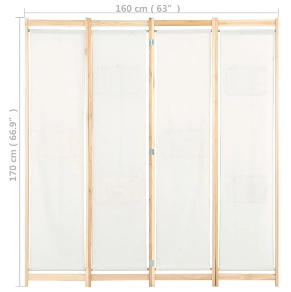 Paravan - Sobna pregrada s 4 panela od tkanine 160 x 170 x 4 cm krem - Krema 4 1 Krema