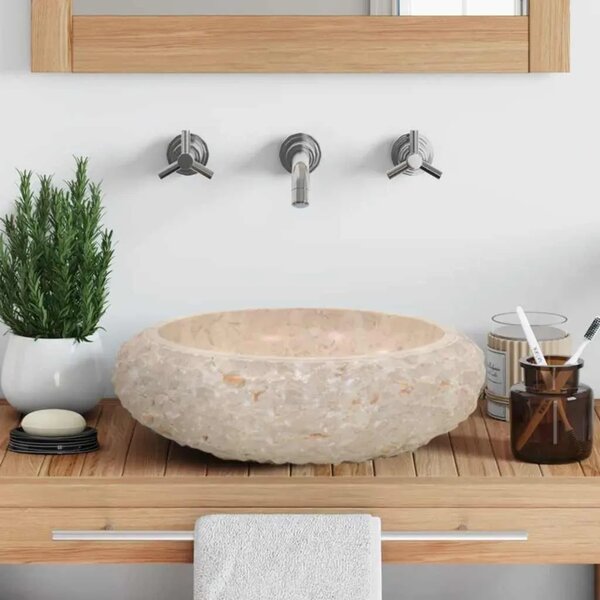 Lavabo - Umivaonik 40 x 12 cm mramorni krem - Krema Krema