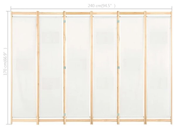 Paravan - Sobna pregrada sa 6 panela od tkanine 240 x 170 x 4 cm krem - Krema 6 1 Krema